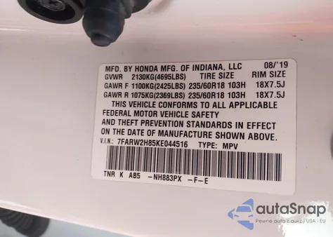 2019 Honda Cr-V Ex-L from USA, damaged, VIN 7FARW2H85KE044516